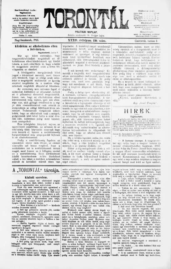 Torontál, 34. évf. 1905. június 8. 130. sz.