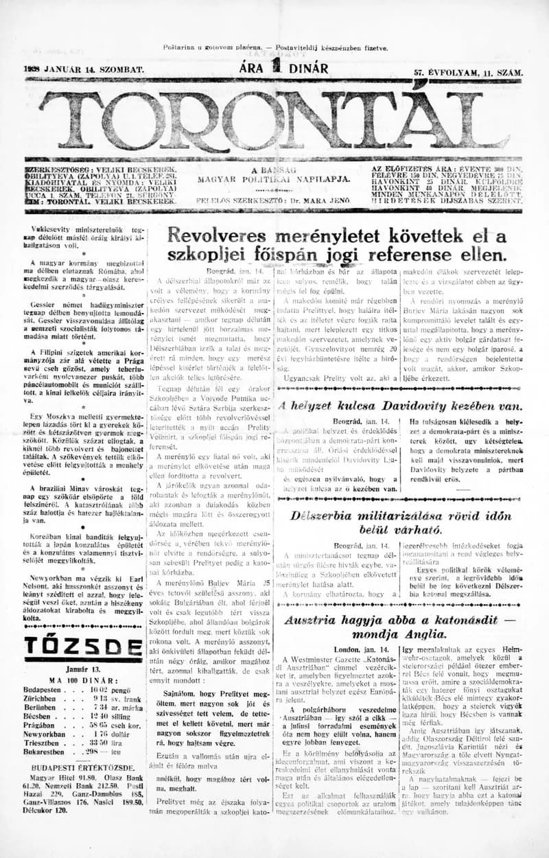 Torontál, 57. évf. 1928. január 14. 11. sz.