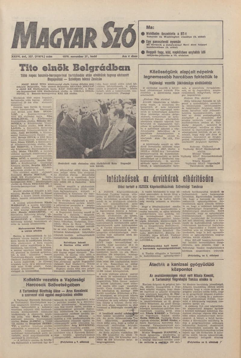 Magyar Szó, 36. évf. 1979. november 27. 327. sz. 1–20. oldal