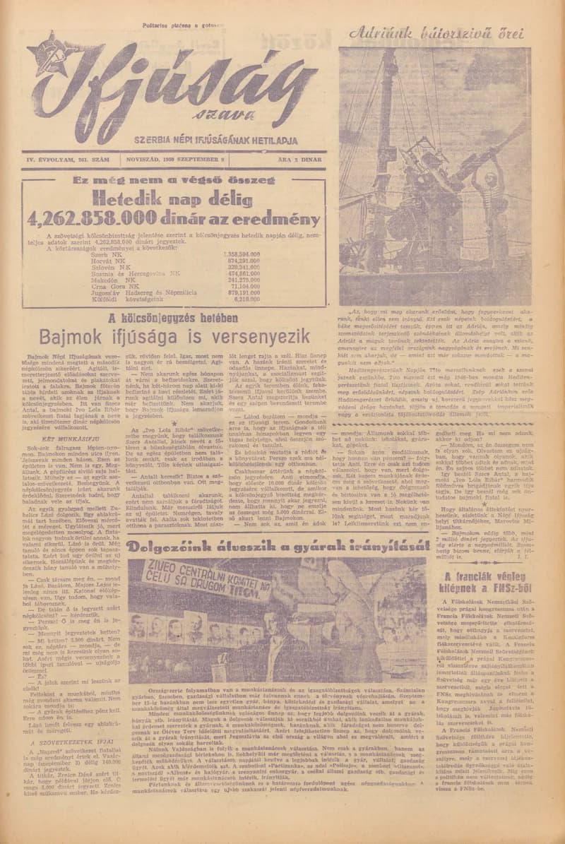 Ifjúság Szava, 6. évf. 1950. szeptember 9. 261. sz.