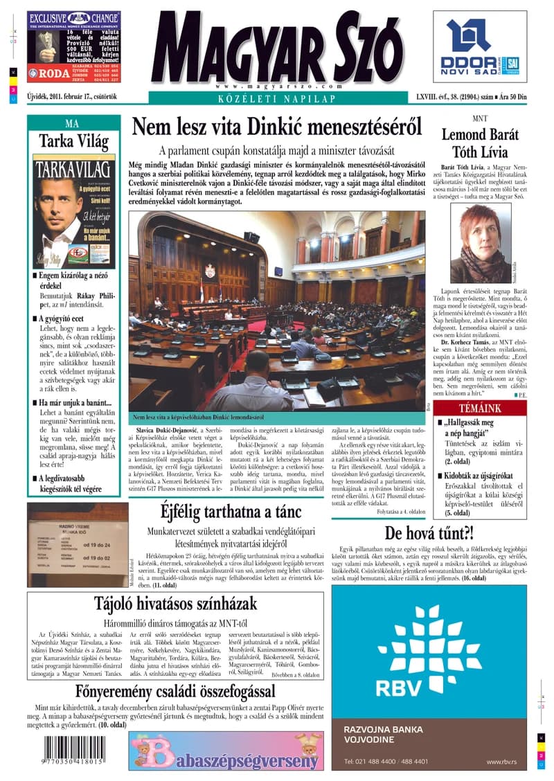 Magyar Szó, 68. évf. 2011. február 17. 38. sz. 1–20. oldal