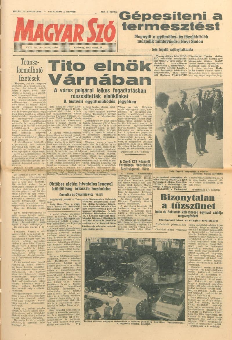 Magyar Szó, 22. évf. 1965. szeptember 26. 265. sz. 1–24. oldal