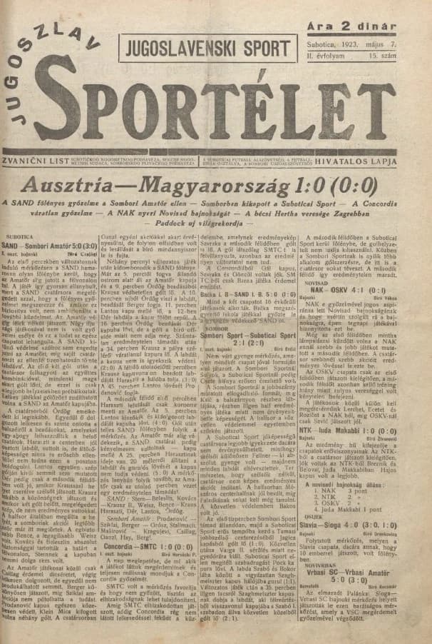 Jugoszláv sportélet, 2. évf. 1923. május 7. 15. sz.