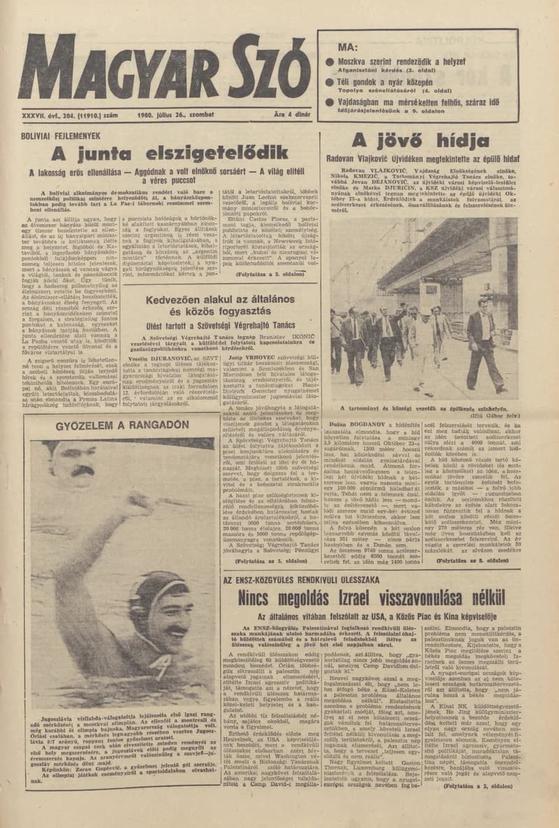 Magyar Szó, 37. évf. 1980. július 26. 204. sz. 1–20. oldal