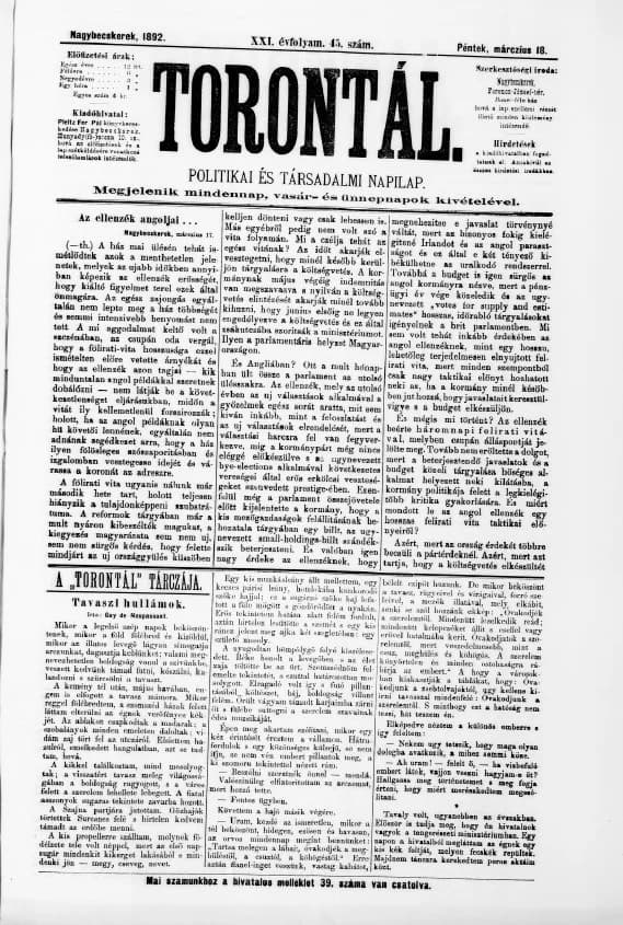 Torontál, 21. évf. 1892. március 18. 45. sz.