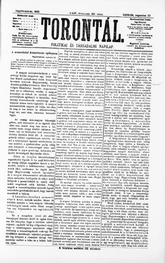 Torontál, 24. évf. 1895. augusztus 22. 191. sz.