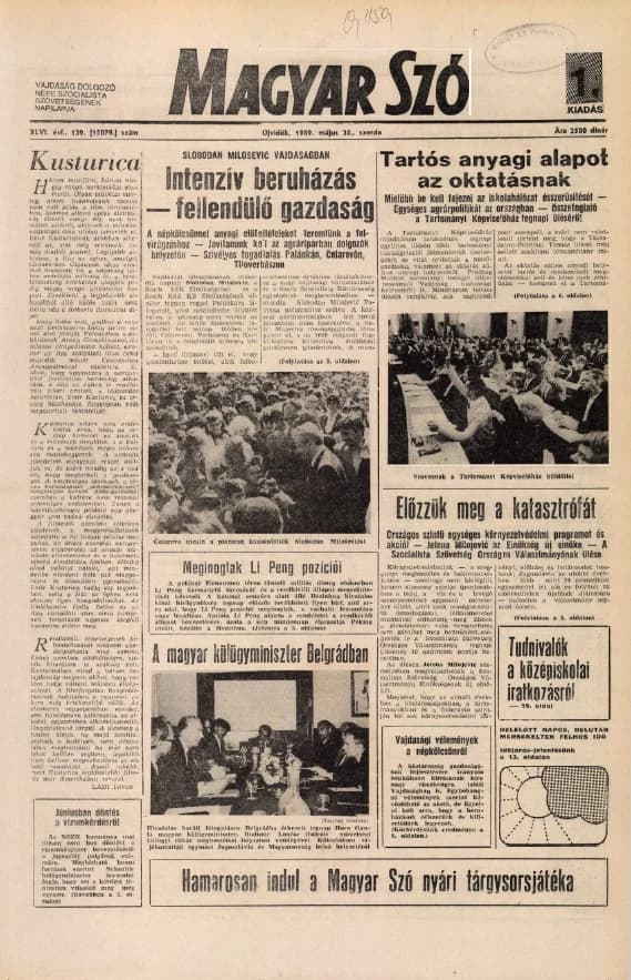 Magyar Szó, 46. évf. 1989. május 24. 139. sz. 1–28. oldal