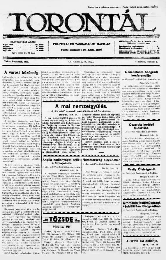Torontál, 51. évf. 1922. március 2. 48. sz.