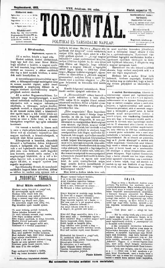 Torontál, 22. évf. 1893. augusztus 25. 194. sz.