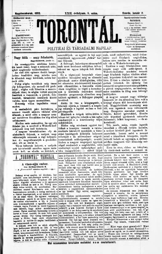 Torontál, 22. évf. 1893. január 11. 8. sz.