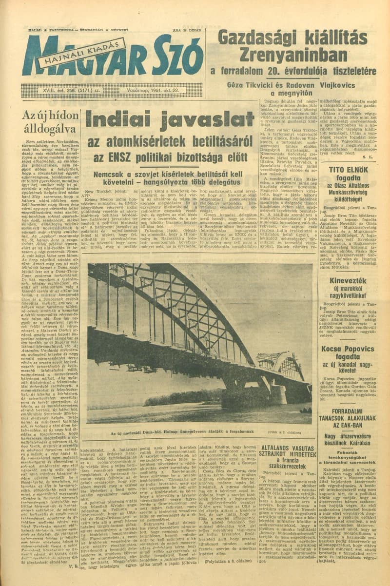 Magyar Szó, 18. évf. 1961. október 22. 258. sz. 1–23. oldal
