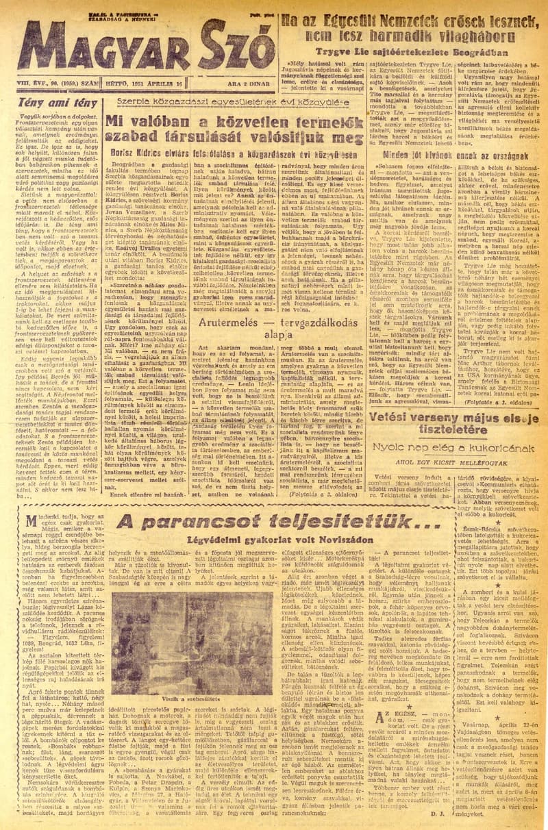 Magyar Szó, 8. évf. 1951. április 16. 90. sz. 1–4. oldal