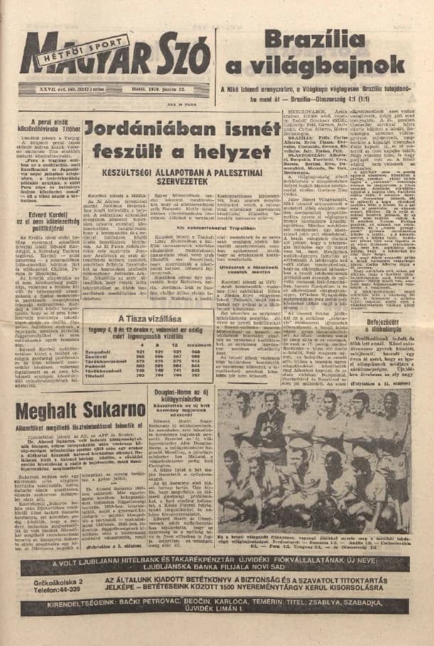 Magyar Szó, 27. évf. 1970. június 22. 169. sz. 1–16. oldal