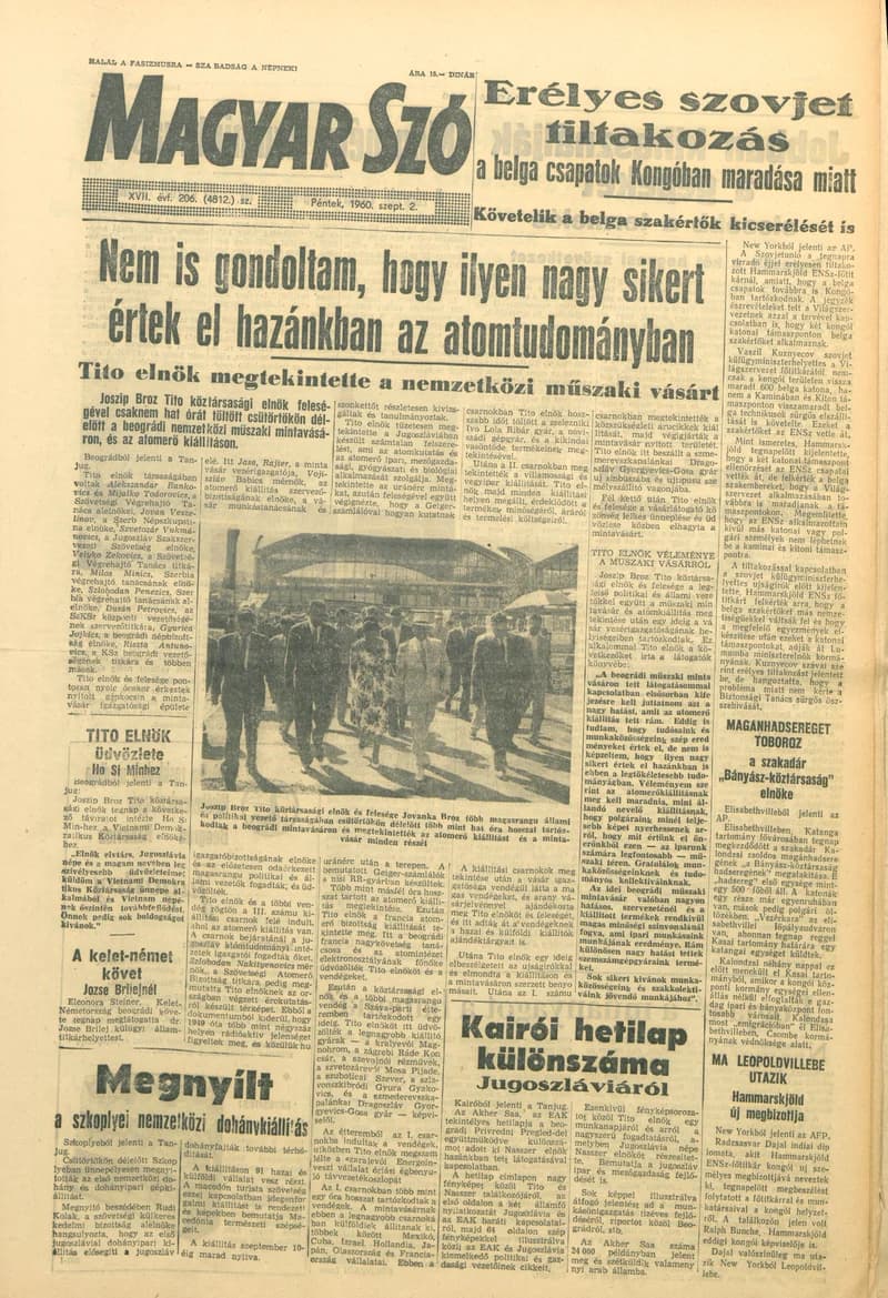 Magyar Szó, 17. évf. 1960. szeptember 2. 206. sz. 1–20. oldal