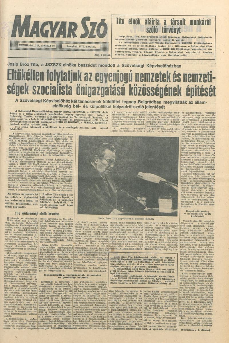 Magyar Szó, 33. évf. 1976. november 27. 328. sz. 1–20. oldal