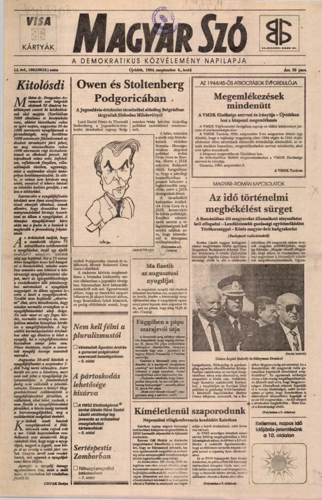 Magyar Szó, 51. évf. 1994. szeptember 6. 189. sz. 1–16. oldal