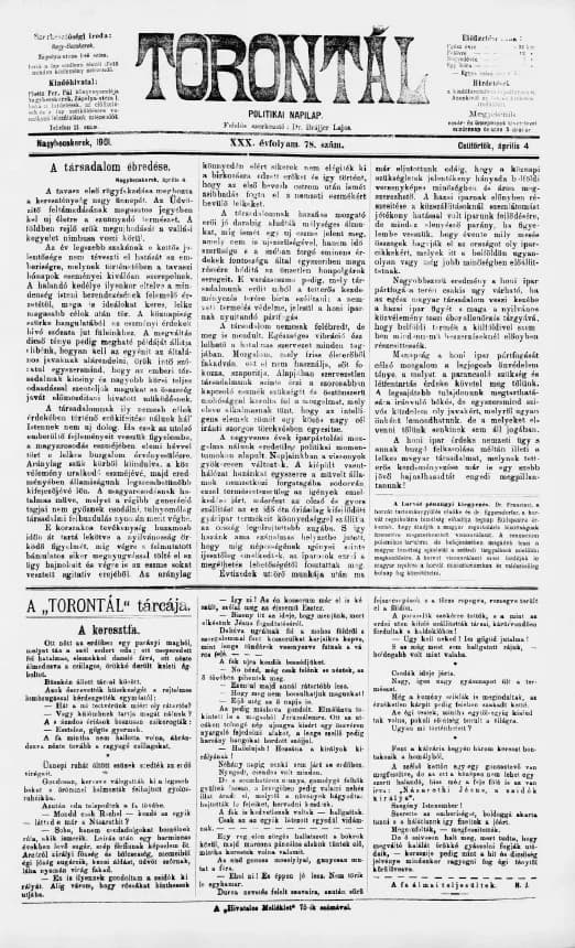 Torontál, 30. évf. 1901. április 4. 78. sz.