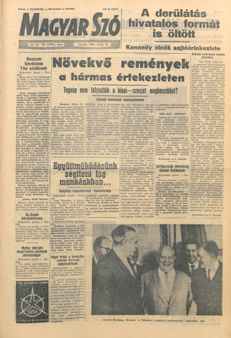 Magyar Szó, 20. évf. 1963. július 19. 196. sz. 1–14. oldal