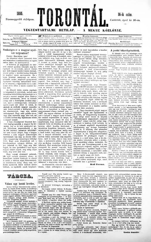Torontál, 14. évf. 1885. április 16. 16. sz.