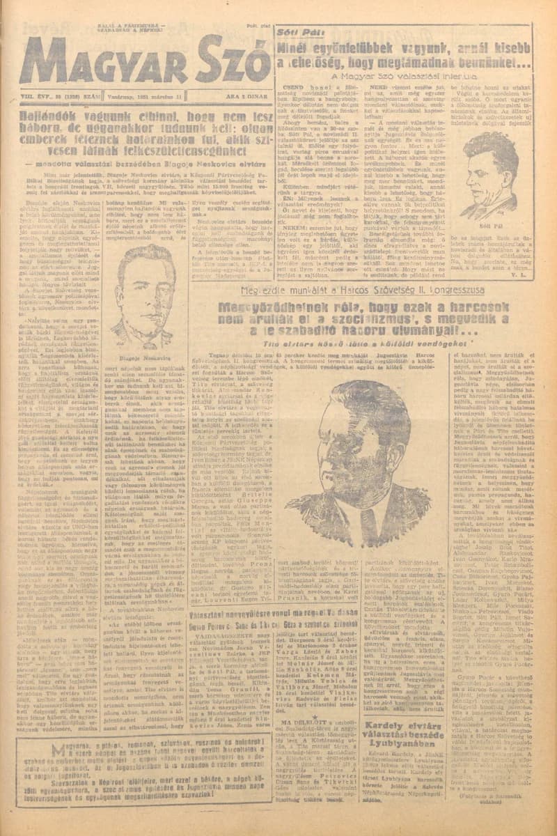 Magyar Szó, 8. évf. 1951. március 11. 59. sz. 1–8. oldal