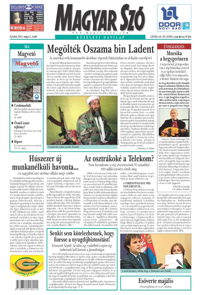 Magyar Szó, 68. évf. 2011. május 3. 99. sz. 1–16. oldal