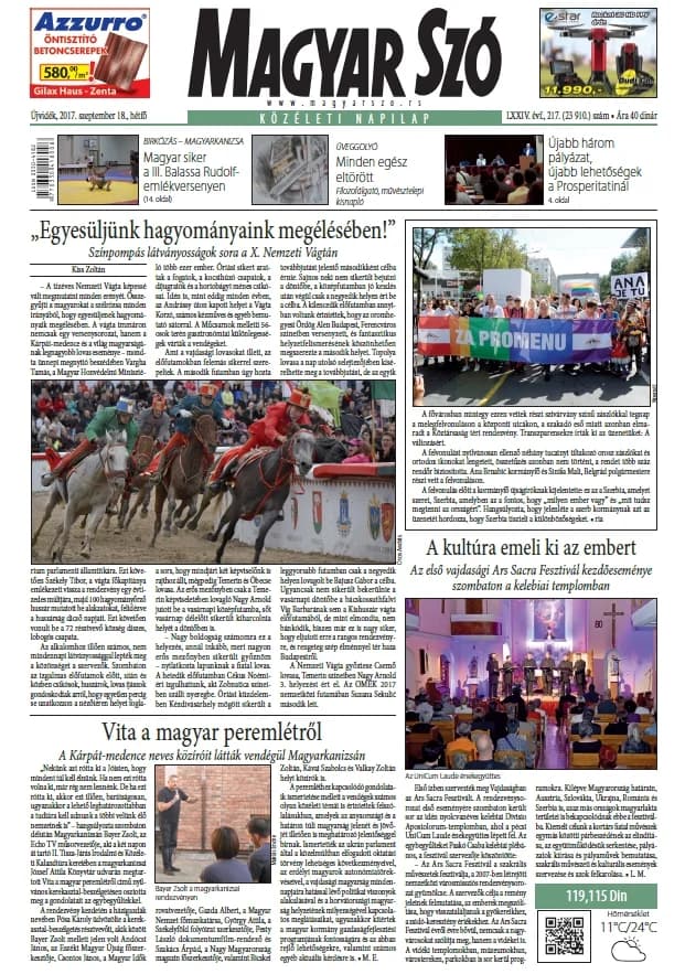 Magyar Szó, 74. évf. 2017. szeptember 18. 217. sz. 1–20. oldal