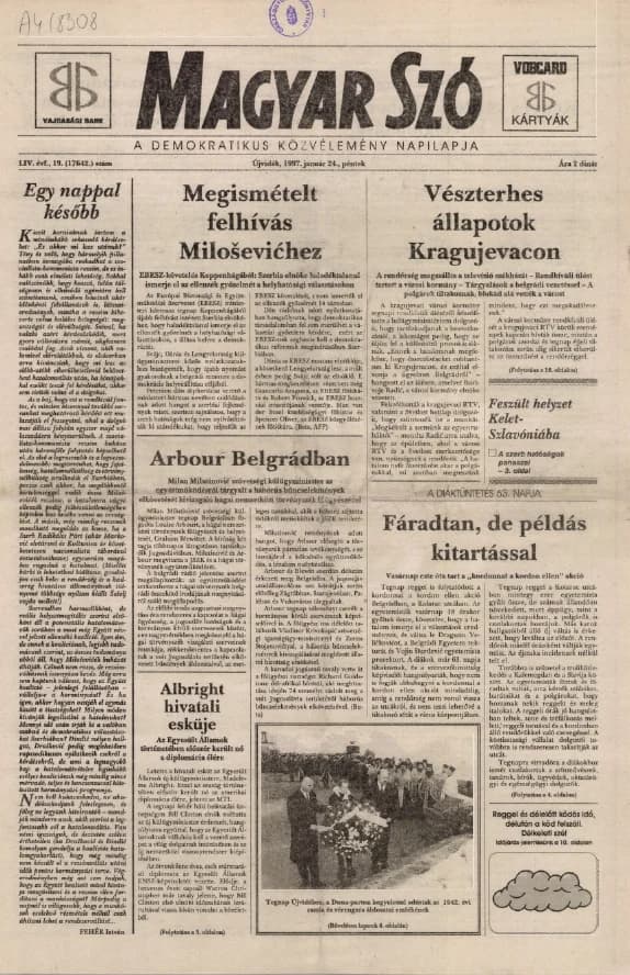 Magyar Szó, 54. évf. 1997. január 24. 19. sz. 1–16. oldal