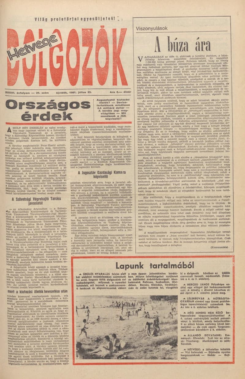 Dolgozók, 35. évf. 1981. július 23. 29. sz.