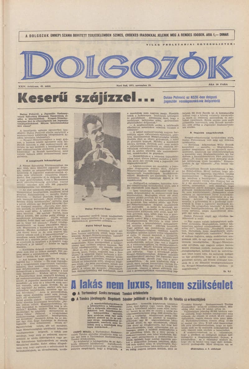 Dolgozók, 25. évf. 1971. november 19. 46. sz.