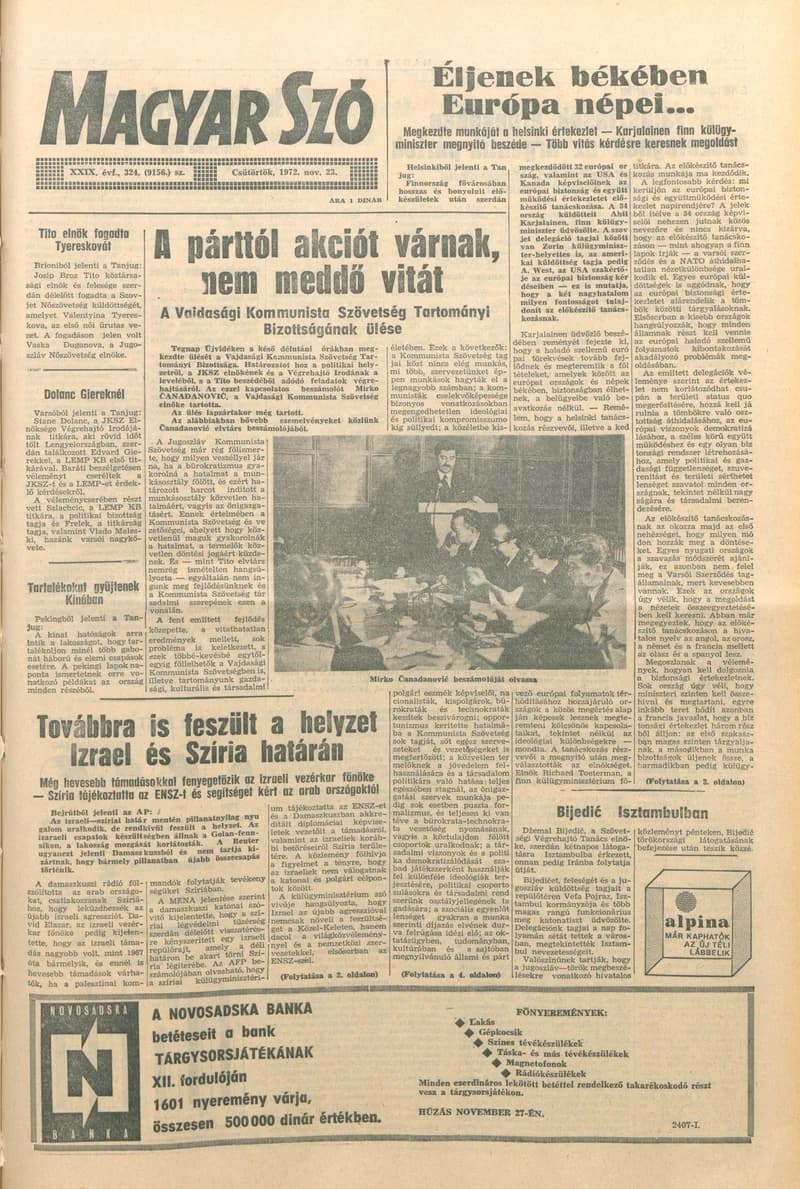 Magyar Szó, 29. évf. 1972. november 23. 324. sz. 1–18. oldal