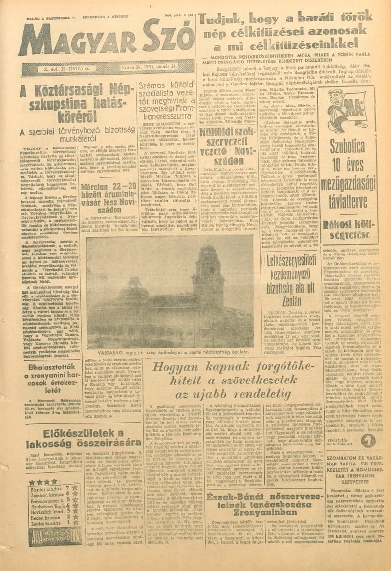 Magyar Szó, 10. évf. 1953. január 29. 28. sz. 1–10. oldal