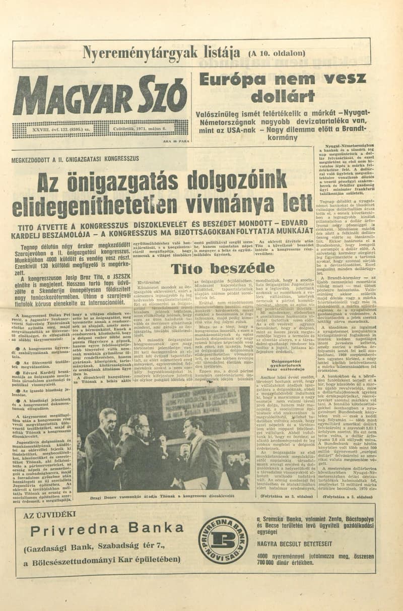 Magyar Szó, 28. évf. 1971. május 6. 122. sz. 1–20. oldal
