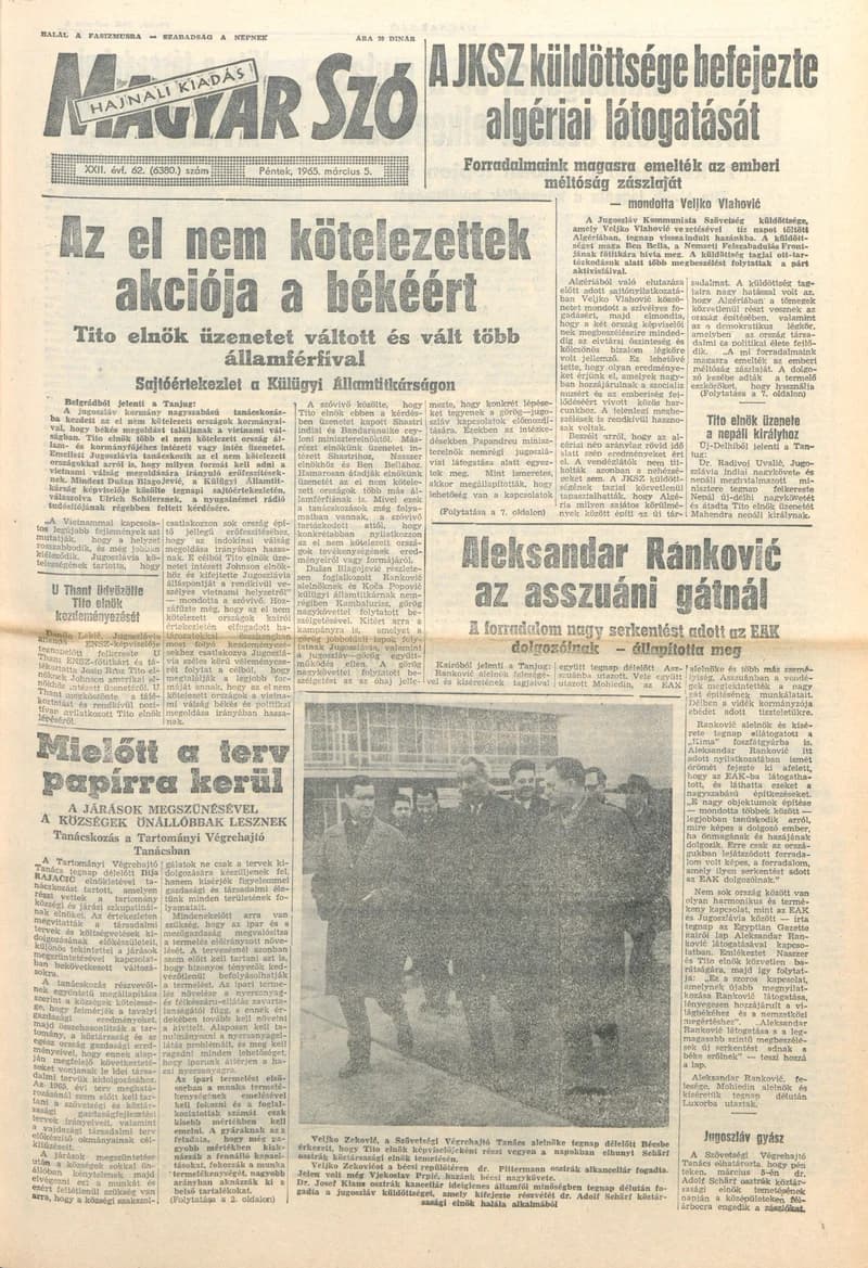 Magyar Szó, 22. évf. 1965. március 5. 62. sz. 1–16. oldal