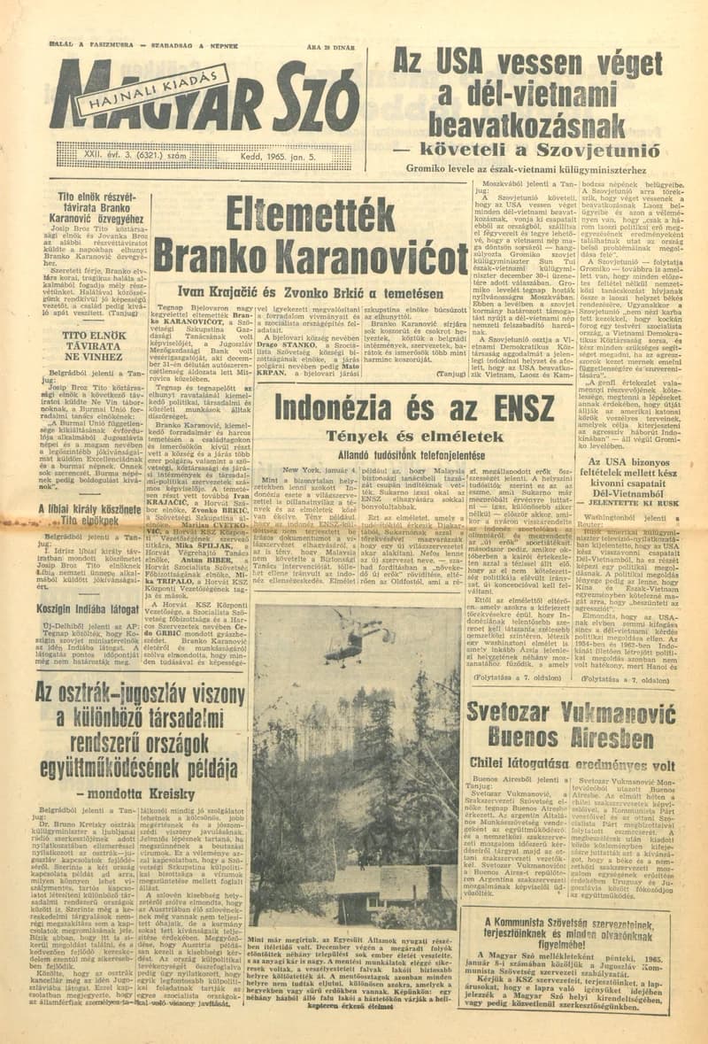 Magyar Szó, 22. évf. 1965. január 5. 3. sz. 1–16. oldal