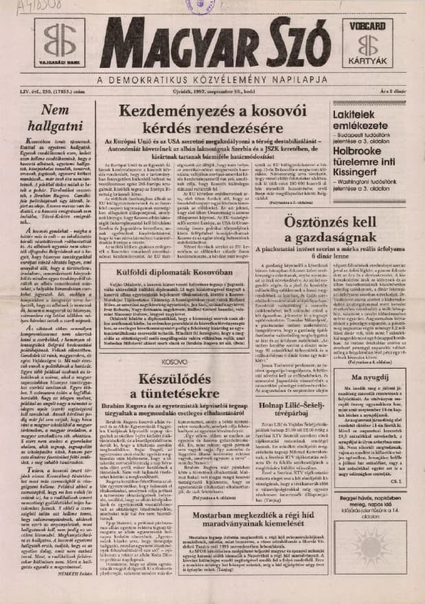 Magyar Szó, 54. évf. 1997. szeptember 30. 230. sz. 1–16. oldal