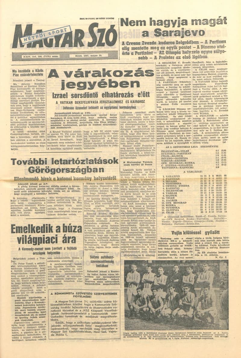 Magyar Szó, 24. évf. 1967. május 29. 144. sz. 1–16. oldal