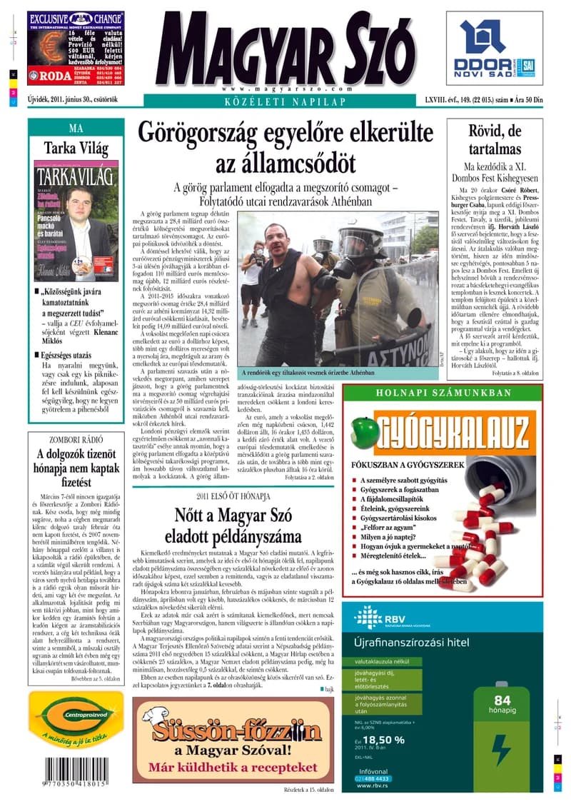 Magyar Szó, 68. évf. 2011. június 30. 149. sz. 1–20. oldal
