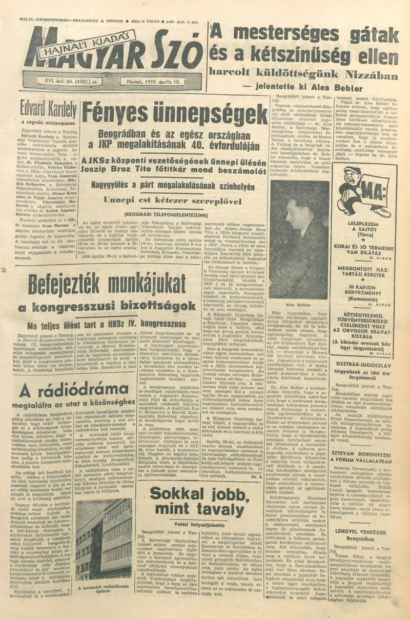 Magyar Szó, 16. évf. 1959. április 10. 84. sz. 1–22. oldal