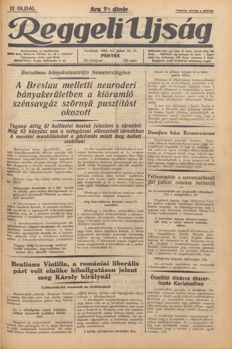 Reggeli Újság, 11. évf. 1930. július 11. 159. sz.