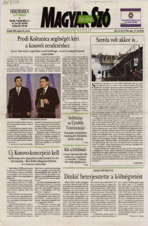 Magyar Szó, 61. évf. 2004. március 24. 69. sz. 1–20. oldal
