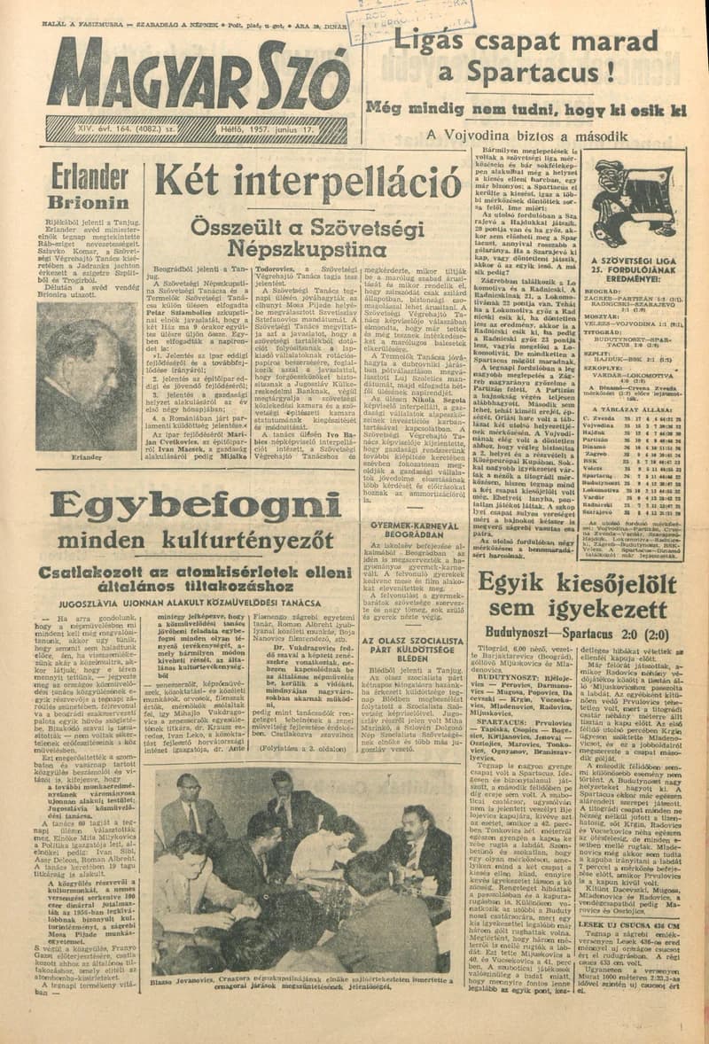 Magyar Szó, 14. évf. 1957. június 17. 164. sz. 1–6. oldal