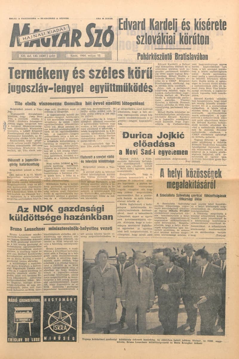 Magyar Szó, 21. évf. 1964. május 12. 130. sz.