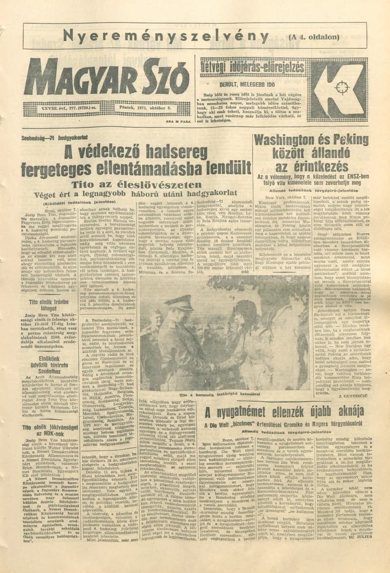 Magyar Szó, 28. évf. 1971. október 8. 277. sz. 1–12. oldal