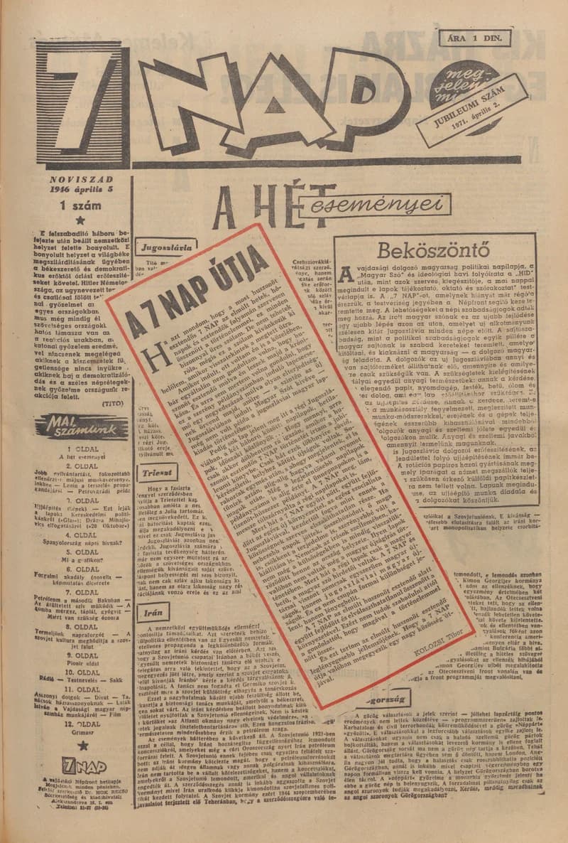 7 Nap, 26. évf. 1971. április 2. 15. sz. 1–40. oldal