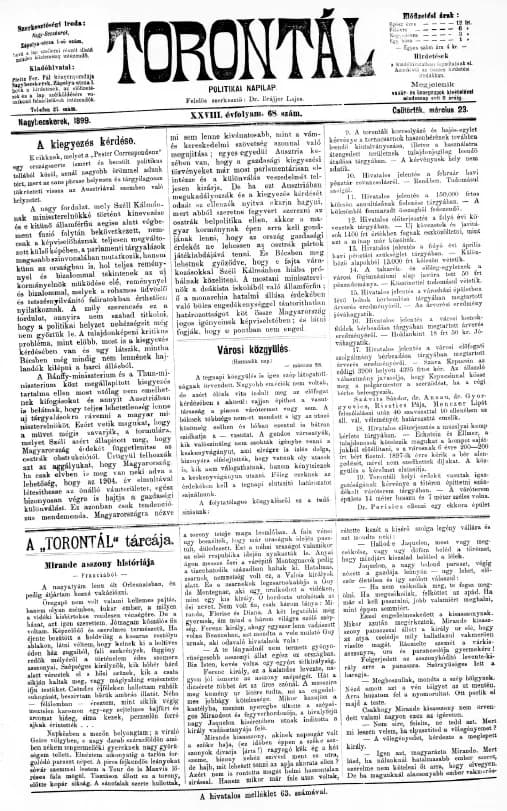 Torontál, 28. évf. 1899. március 23. 68. sz.