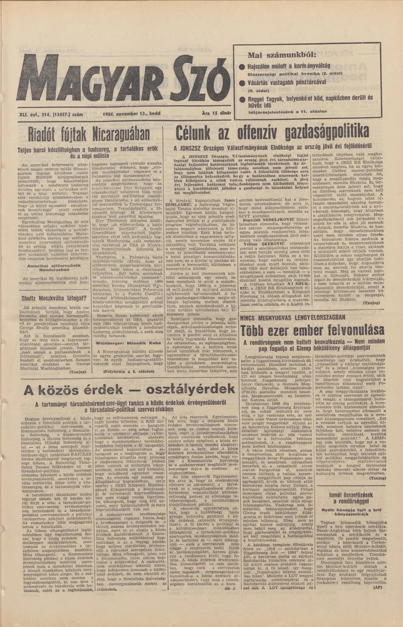 Magyar Szó, 41. évf. 1984. november 13. 314. sz. 1–20. oldal