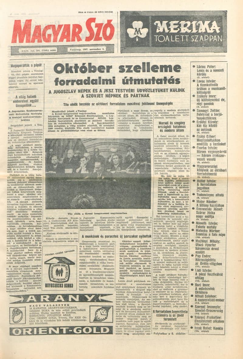 Magyar Szó, 24. évf. 1967. november 5. 305. sz. 1–24. oldal