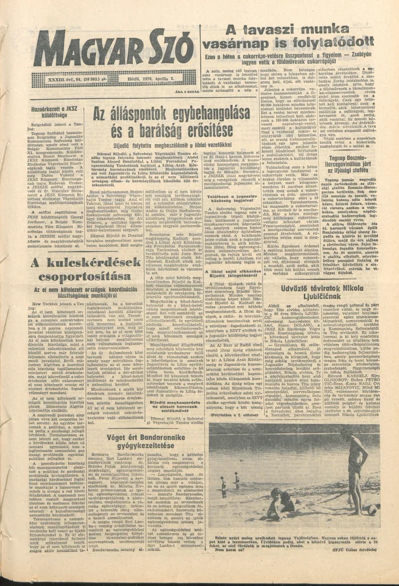 Magyar Szó, 33. évf. 1976. április 5. 94. sz. 1–8. oldal
