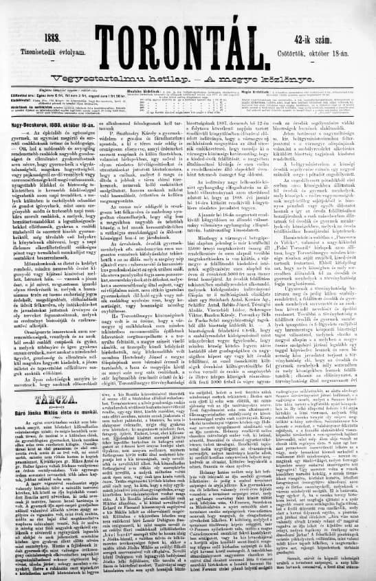 Torontál, 17. évf. 1888. október 18. 42. sz.