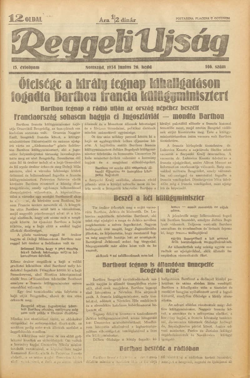 Reggeli Újság, 15. évf. 1934. június 26. 146. sz.